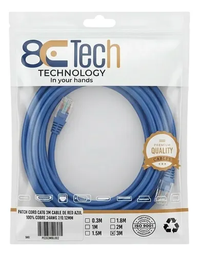 Cable Patch Cord Cat6 6 100% Cobre 3 Metro Alta Calidad 3m