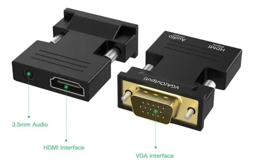 Convertidor Hdmi A Vga Para Monitor Vga Negro