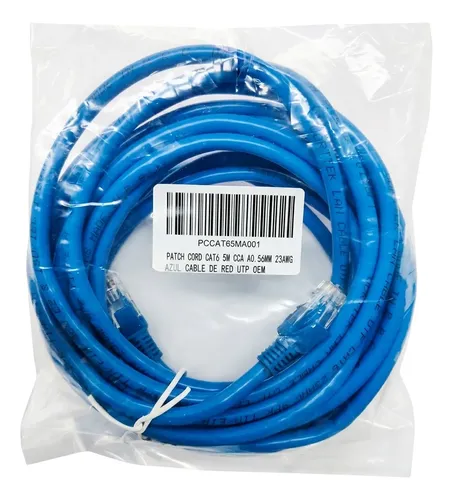Patch Cord Para Red Utp Con Conector Rj45 Cat6 70/30 De 5 M