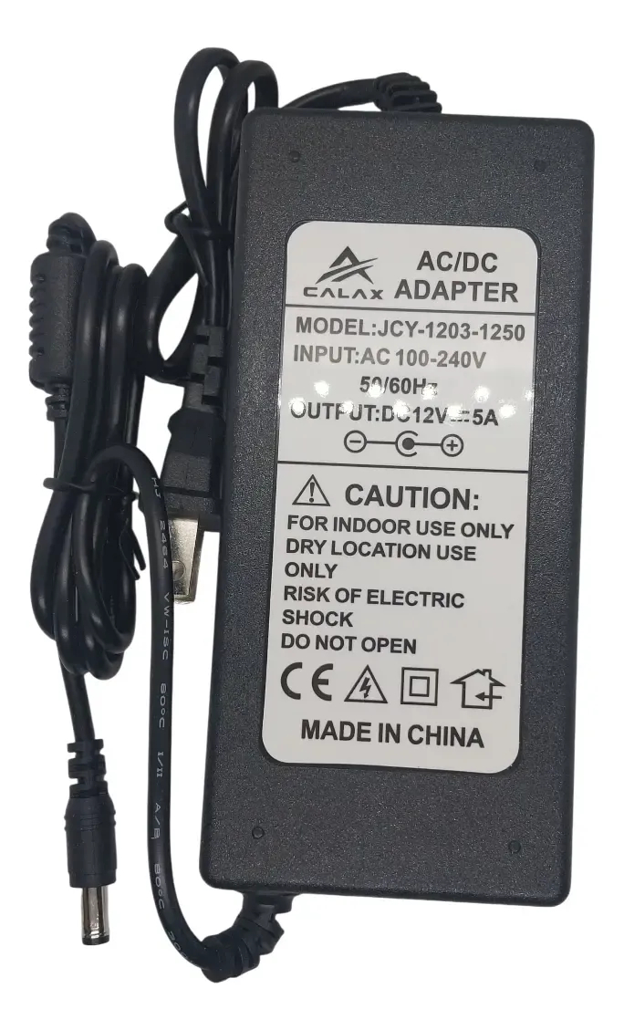 12V 5A Power Supply Transformer for CCTV, LED Lights and Security Camera, Black