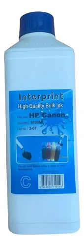 Tinta Cartucho Impresora Hp 1 Litro Interprint De Colores Azul