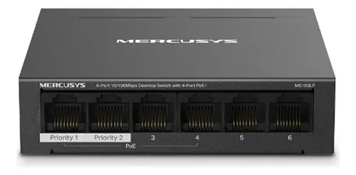 Switch Interruptor Mercusys Ms106lp 6 Puertos Gigabit Poe+