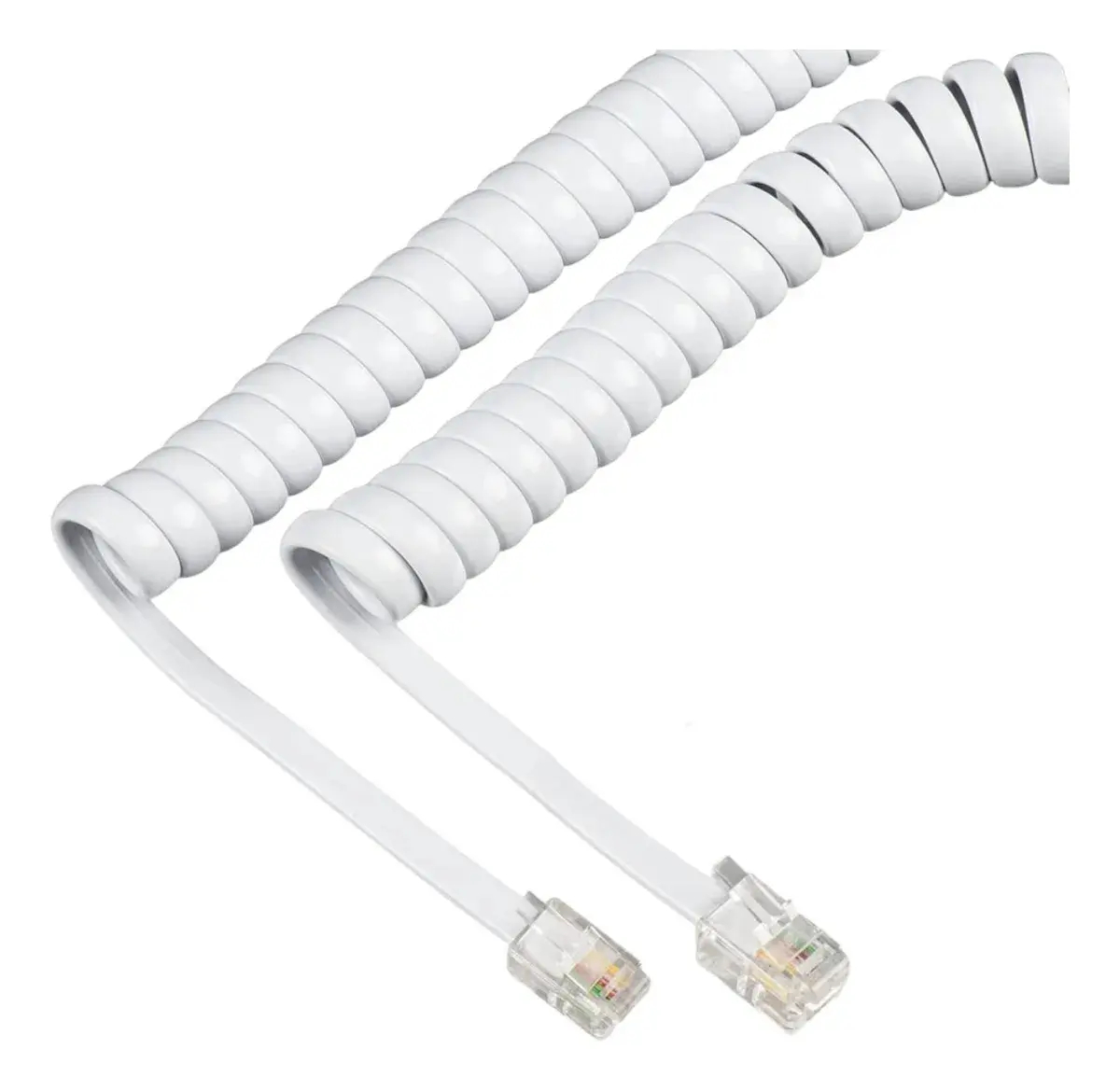 Cable Rj-9 Espiral Para Teléfono Fijo 1m Blanco