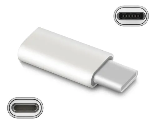 Adaptador Otg Tipo C Hembra A iPhone Lightning Macho Celular Negro