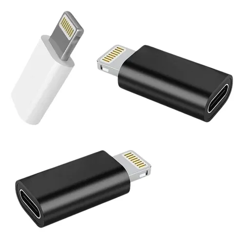 Adaptador Otg Tipo C Hembra A iPhone Lightning Macho Celular Negro