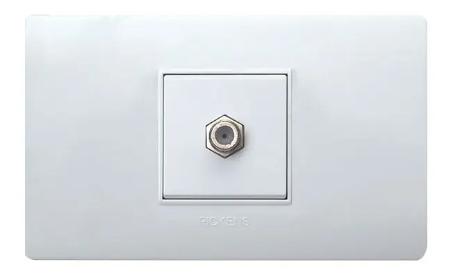 Toma Cable Coaxial Tv Blanco Pickens Para Inter Supercable