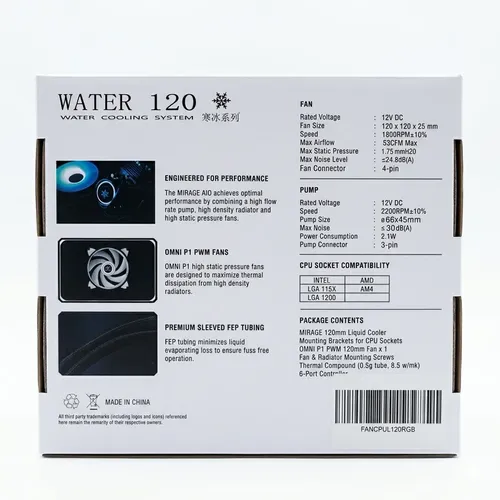 Cooler Líquido Aio 120mm Rgb Otiesca Aura Sync Negro