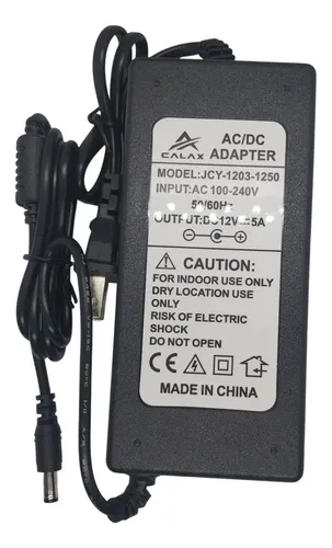 Fuente De Poder 12v 5a Transformador Cctv Luz Led Camara Seg Negro