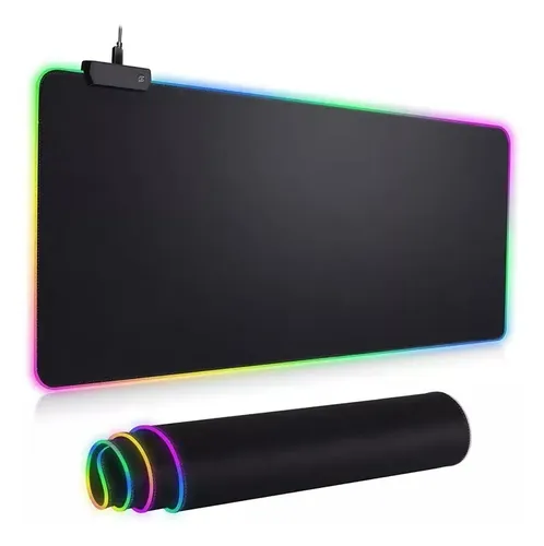 Mouse Pad Rgb Luces Gamer 80x30cm Gamming Pc Mesa Negro Ninguno