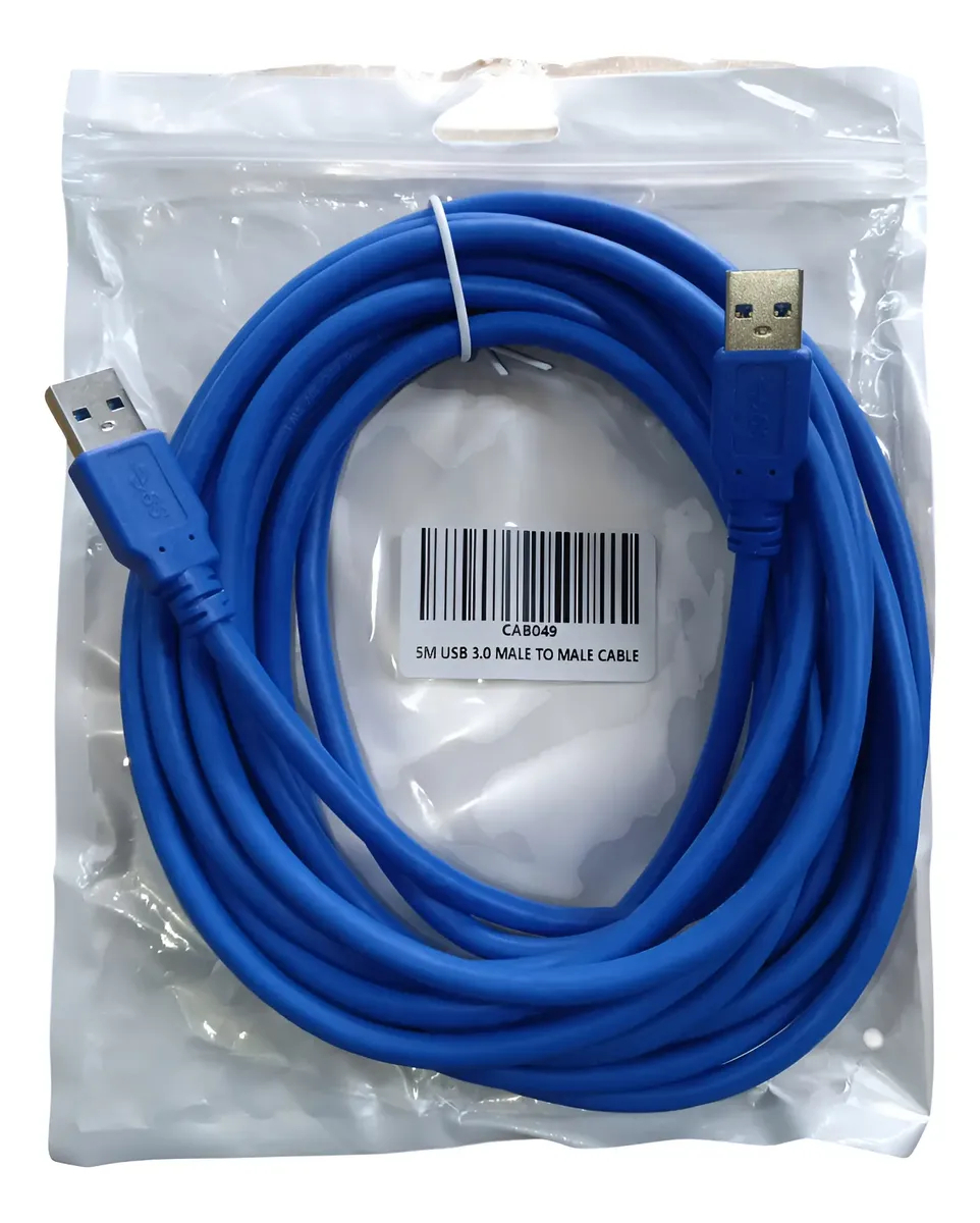 USB 3.0 Male-to-Male Data Cable, 5 m, Blue