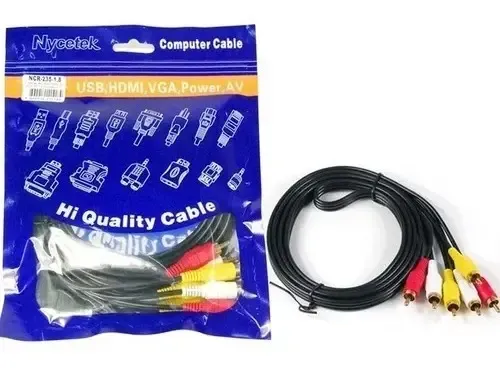 Cable Para Equipos Tv Radio Rca Audio Video 3 Mts 3 Puntas