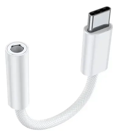 Adaptador Tipo C A Jack Auxiliar 3.5mm Audio Blanco