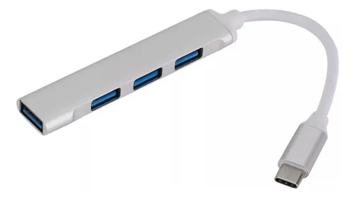 Multipuertos Hub Tipo C A Usb 3.0 Ultra Delgado 4 Puertos Plateado