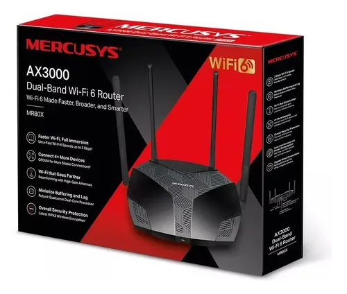 Router Dual Band Gigabit Wifi 6 Mr80x Ax3000 Mercusys