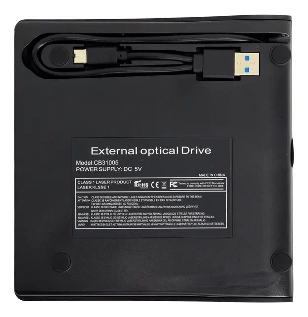 Lector Externo Dvd Y Cd Usb Compatible Con Windows 11 Y Mac Negro