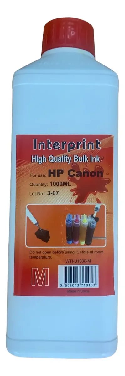 Tinta Para Impresora Hp De 1 Litro Para Recarga Cartuchos