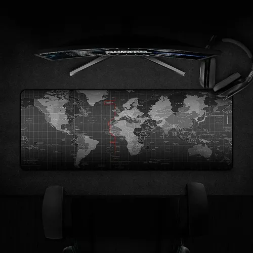 Mouse Pad Gamer Antideslizante Computadora Laptop 30x80 Mapa Negro