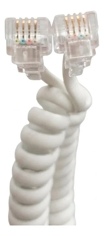 Cable Rj-9 Espiral Para Teléfono Fijo 1m Blanco