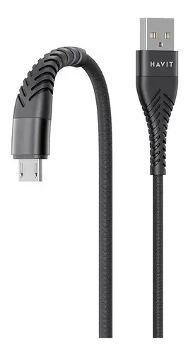 Cable Para Celular Flexible Reforzado Nylon Micro Usb A Usb Negro