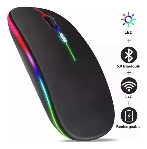Mouse Inalambrico Rgb Recargable Para Laptop Pc Computadora