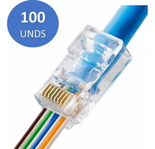 Conector Rj45 Utp Cat6 Pasante Pass-trough De Red Ez Calidad