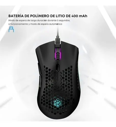 Mouse Gamer Inalámbrico Iluminación Chroma Rgb Bm600 Negro Negro