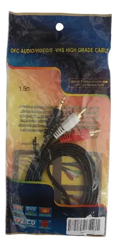Cable De Audio 2 Rca A Plug 3.5 Sonido Stereo De 1.5 Metros