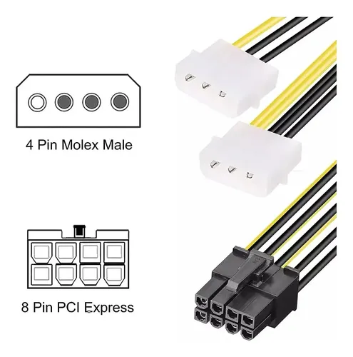Cable Adaptador Dual Molex A 8 Pin Tarjeta De Video Pci-e