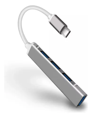 Multipuertos Hub Tipo C A Usb 3.0 Ultra Delgado 4 Puertos Plateado