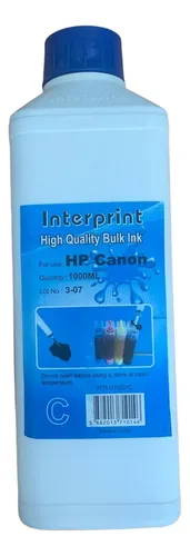 Tinta Cartucho Impresora Hp 1 Litro Interprint De Colores Azul