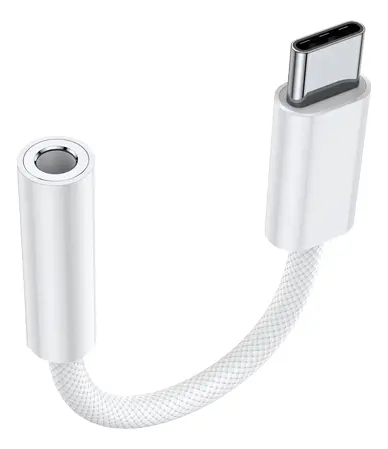 USB Type-C to 3.5 mm Auxiliary Audio Jack Adapter, White