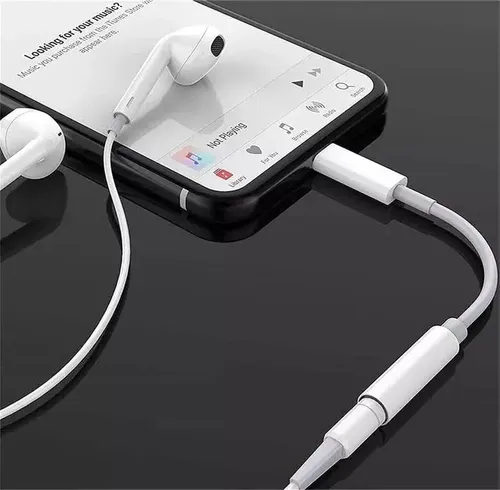 Adaptador Cable Audio iPhone Lightning A Auxiliar 3.5 Mm Blanco