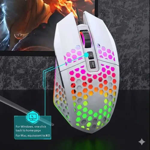 Mouse Gamer Blanco Cableado 7 Botones Con Rgb 3500 Dpi Blanco