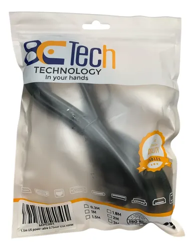 Cable Poder Corriente Fuente Cpu Computadora Tv Monitor 1.5m Negro