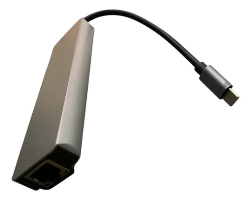 Adaptador Tipo C A Rj-45 Para Internet 100mbps + Multipuerto Plateado