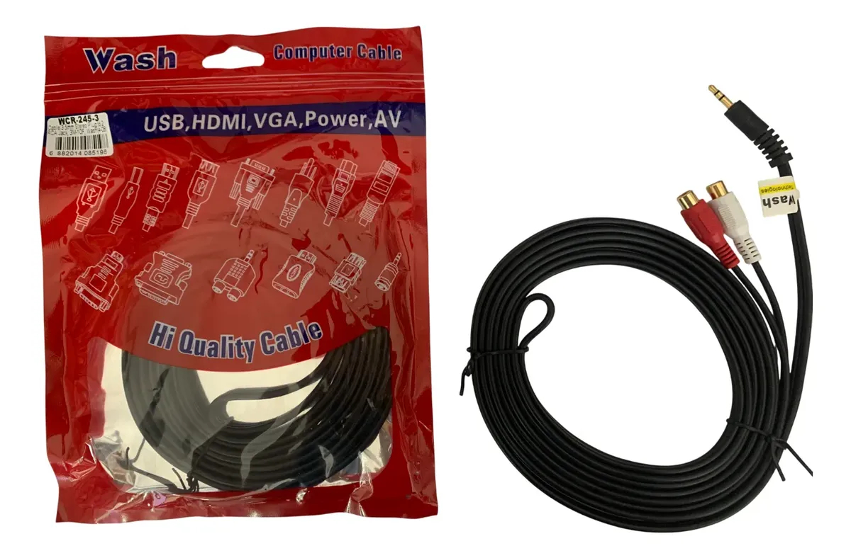 3 m 2 RCA Female AV to 3.5 mm Auxiliary Plug Audio Cable