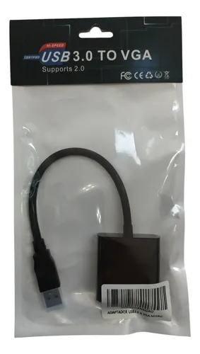 Cable Adaptador Convertidor Usb 3.0 A Vga Soporta 2.0 Negro