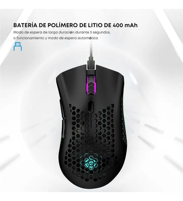 Mouse Gamer Inalámbrico Iluminación Chroma Rgb Bm600 Negro Negro