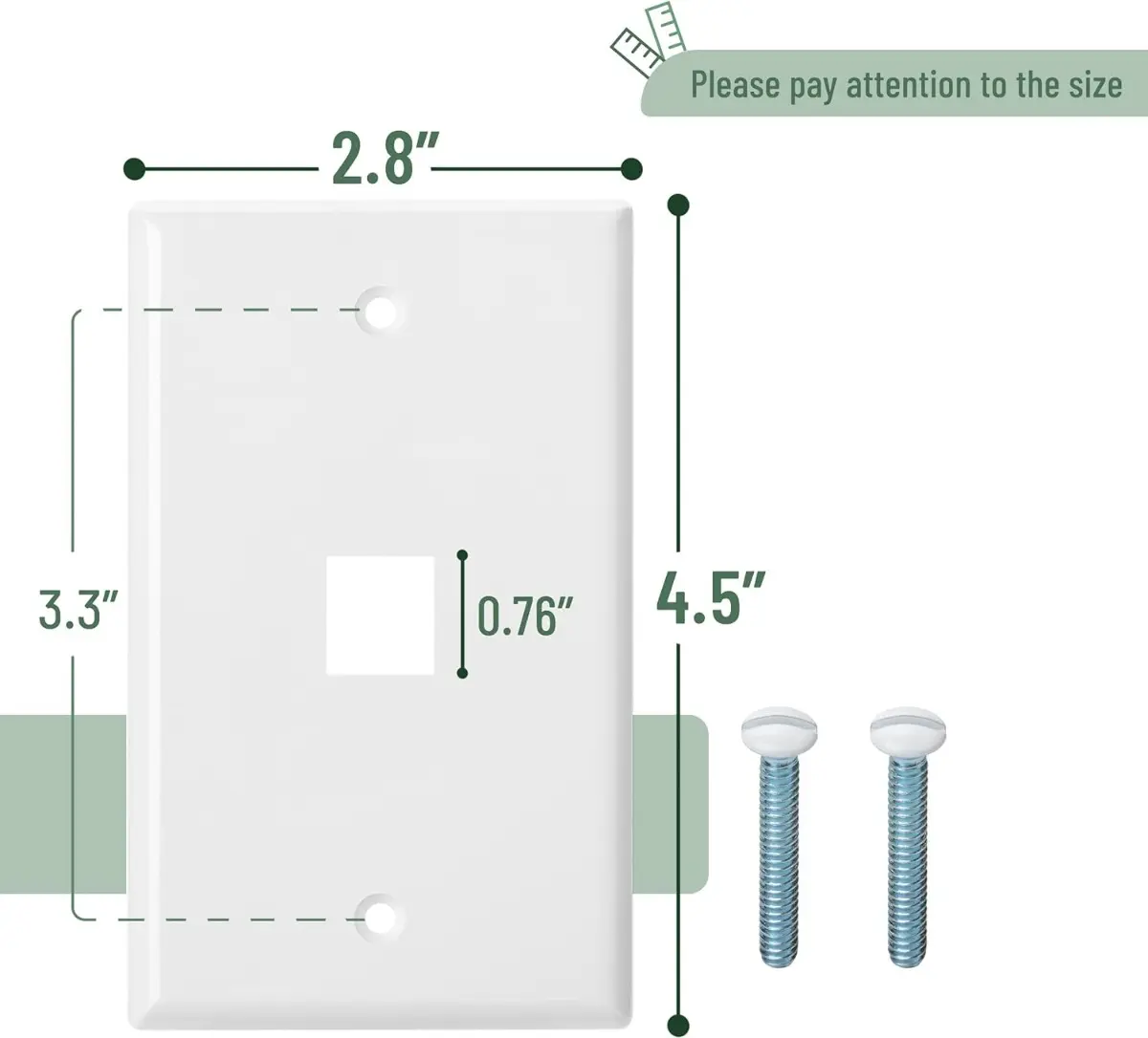 Single-Port Faceplate for RJ45/RJ11 Network Keystone Inserts