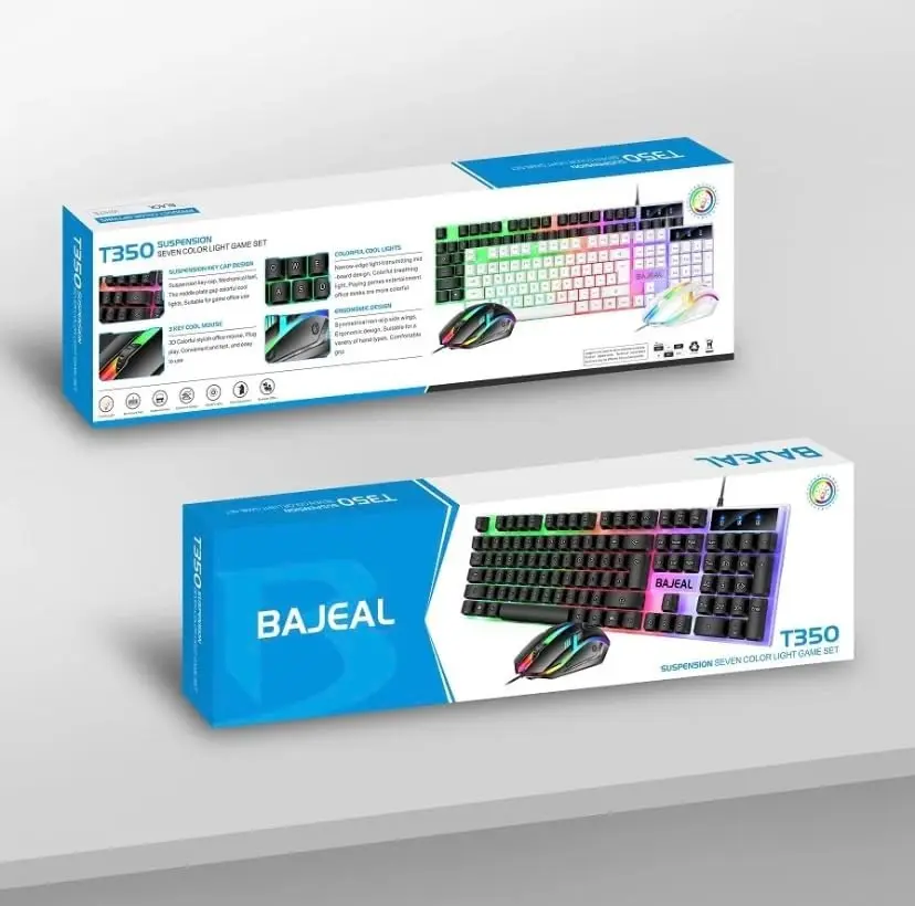 Combo Teclado Mouse T350 Blanco Rgb Anti Ghosting Ergonómico Blanco