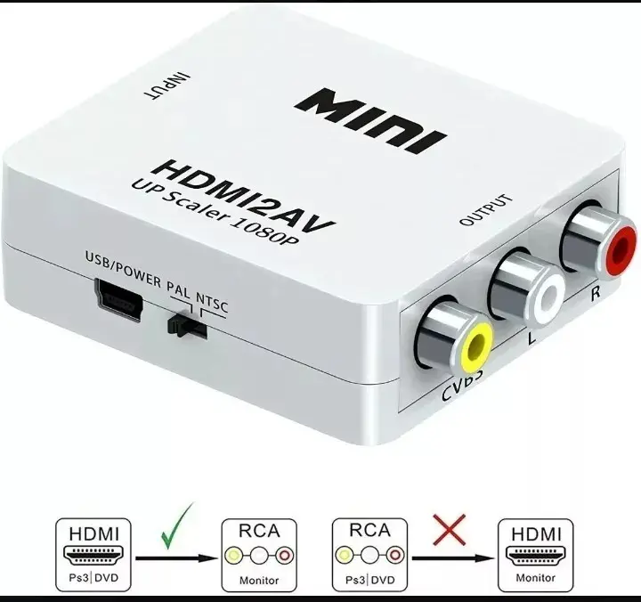 Adaptador Convertidor De Vídeo Hdmi A 3 Rca Av Stereo Hd Tv