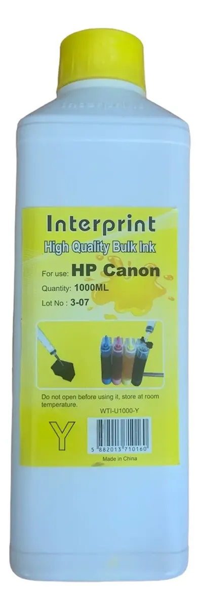 Tinta Cartucho Impresora Para Hp 1 Litro Amarillo Yellow Amarillo