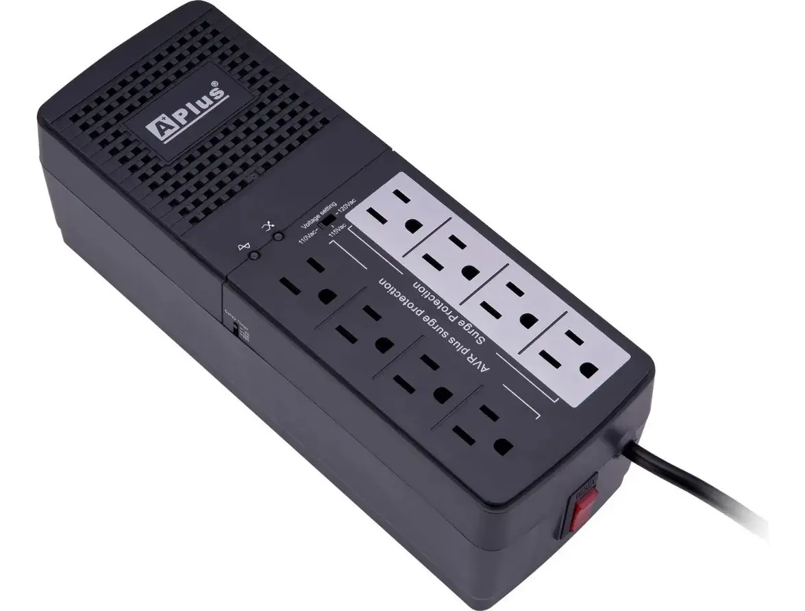 Regulador De Voltaje Aplus Plusshield 1 1000va 500w 8 Tomas Negro