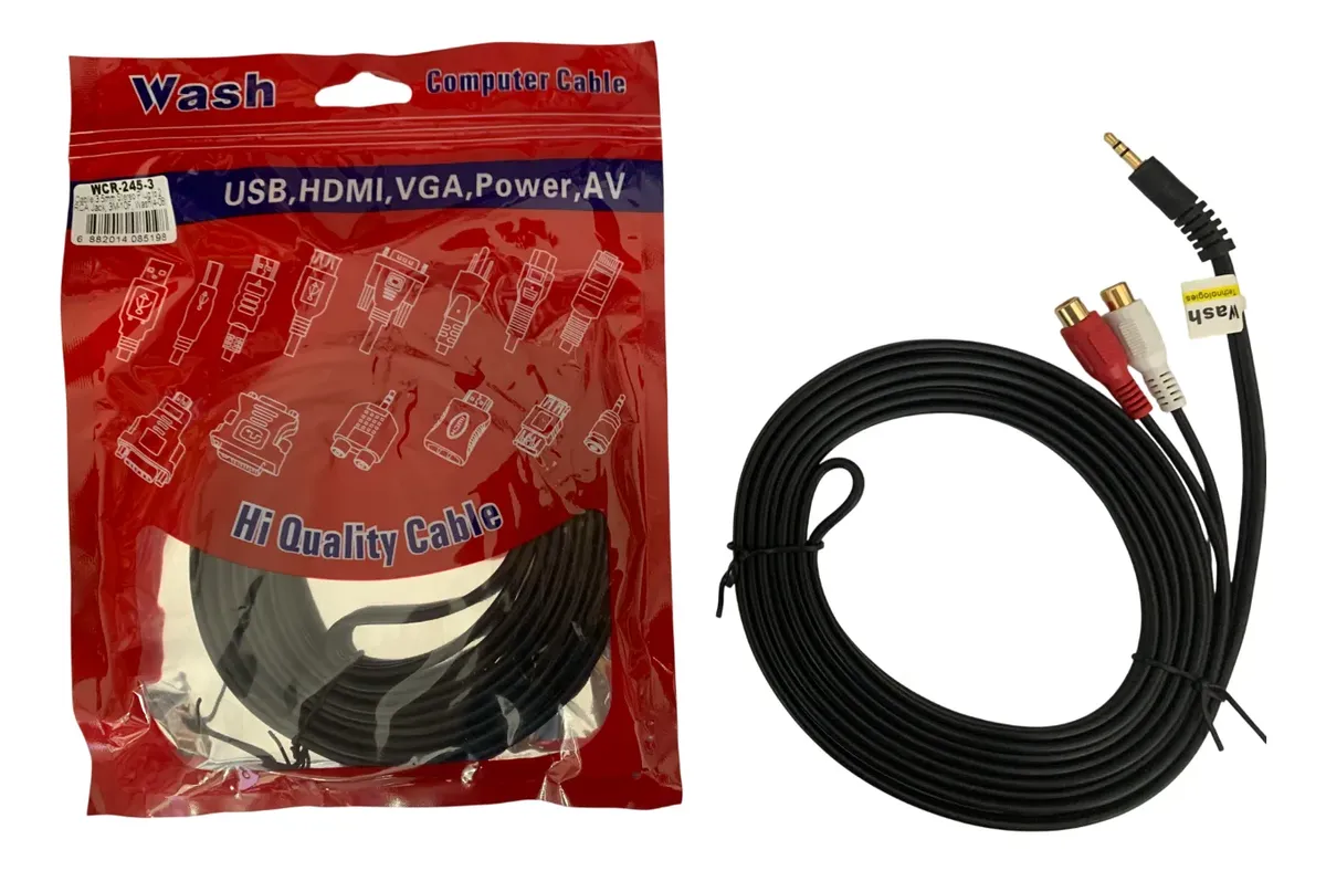Cable Rca 2 Puntas Hembra Av A Plug Auxiliar 3.5mm Jack 3 M