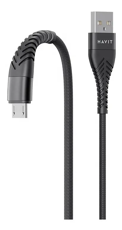 Cable Para Celular Flexible Reforzado Nylon Micro Usb A Usb Negro