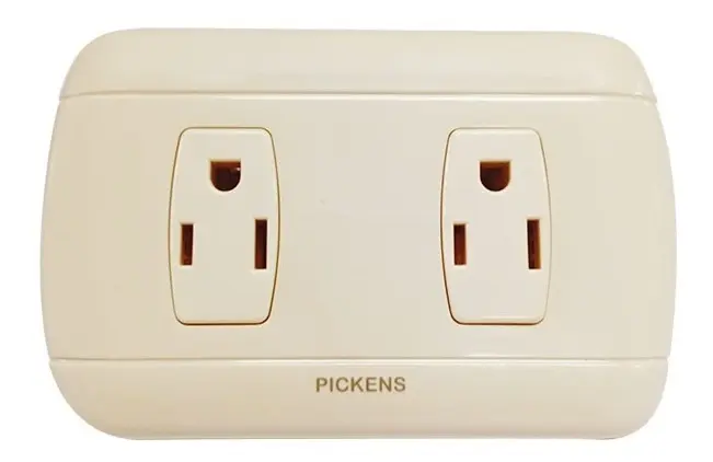 Tomacorriente Doble 2 Polos + Tierra Pickens 100% Cobre Beige