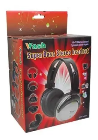 Audifono Dj Wash Super Bajo 3.5mm Sin Microfono Para Pc Negro