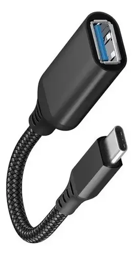 Cable Otg Tipo C Macho A Usb Hembra De Nylon Negro