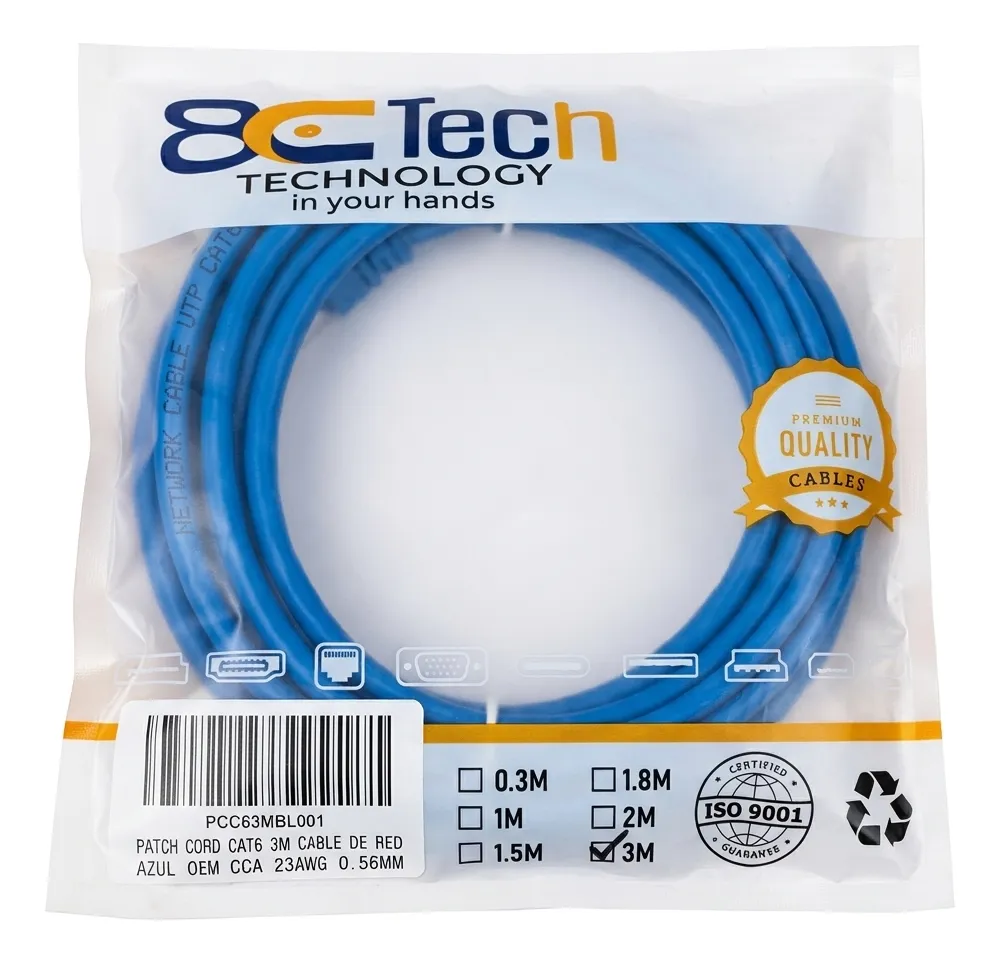 Cable Patch Cord Cat6 70/30 3 Metro Alta Calidad 3m