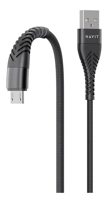 Cable Para Celular Flexible Reforzado Nylon Micro Usb A Usb Negro